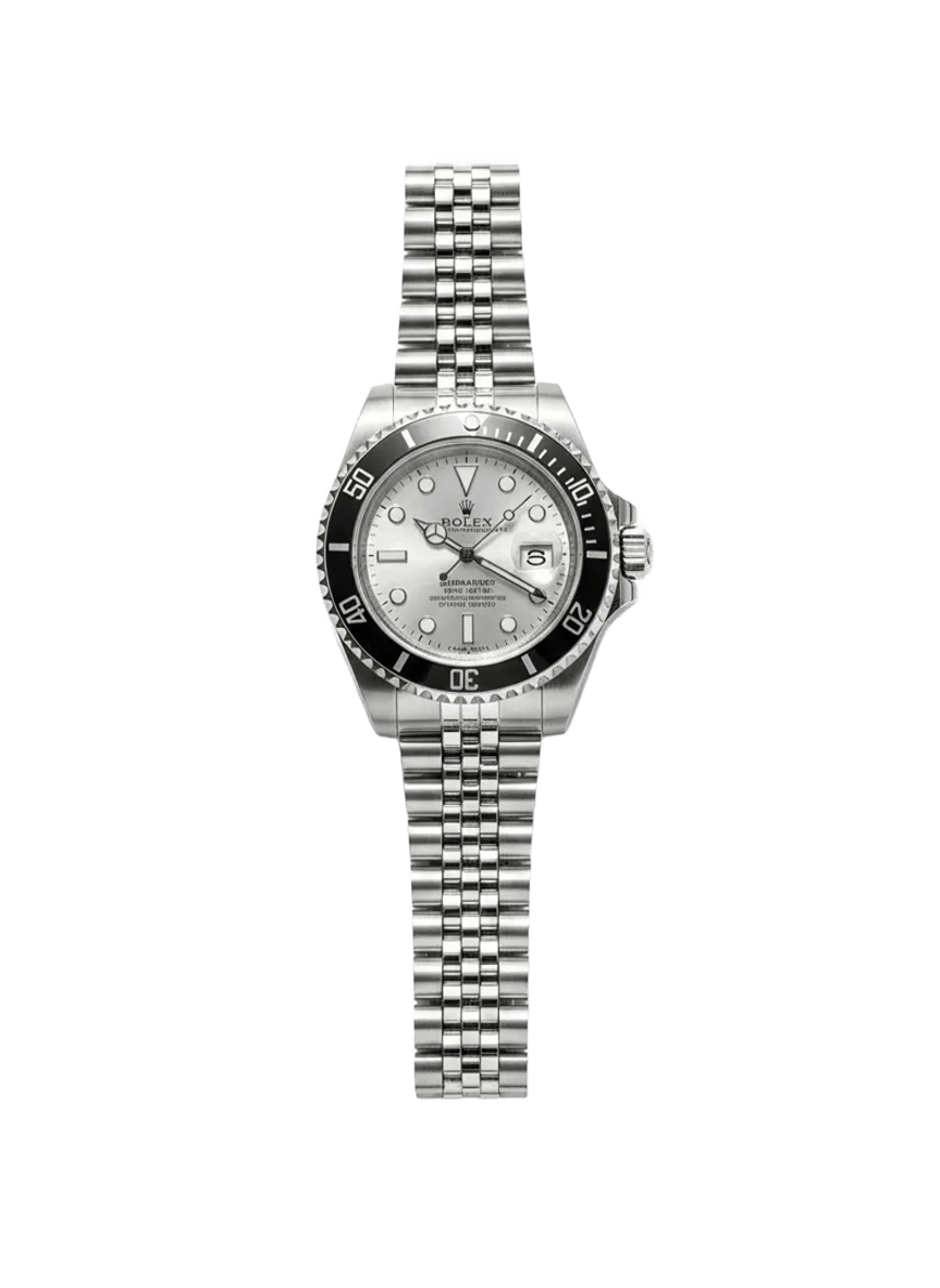 Reloj automatico clasico borde negro cara blanca